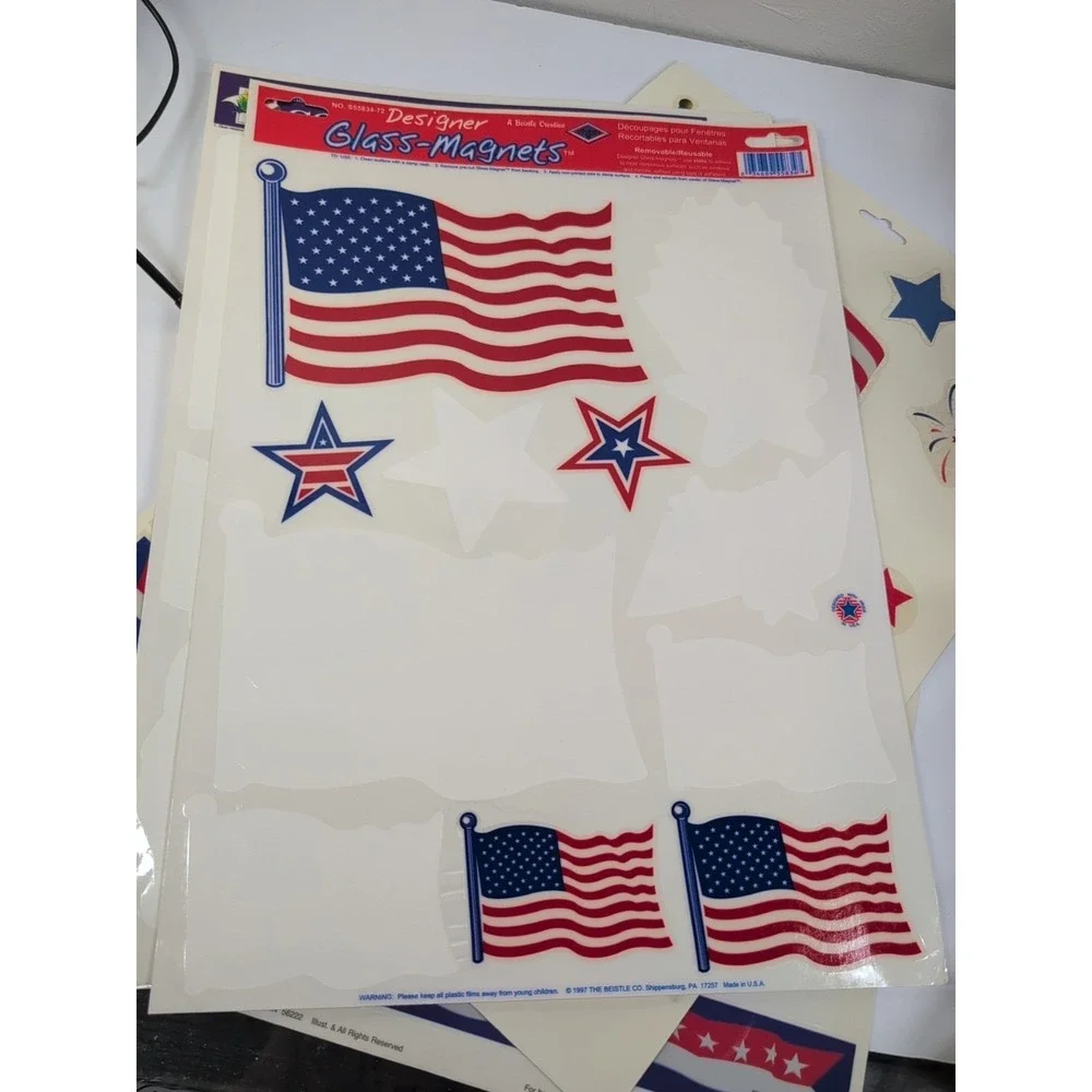 Vintage Classic-Clings Resuable Static Cling Window Decor ‎ American Flags